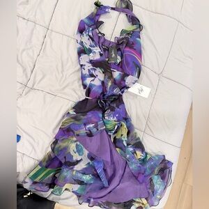 NWT Oleg Cassini | Lord & Taylor Halter Purple Tie Dress